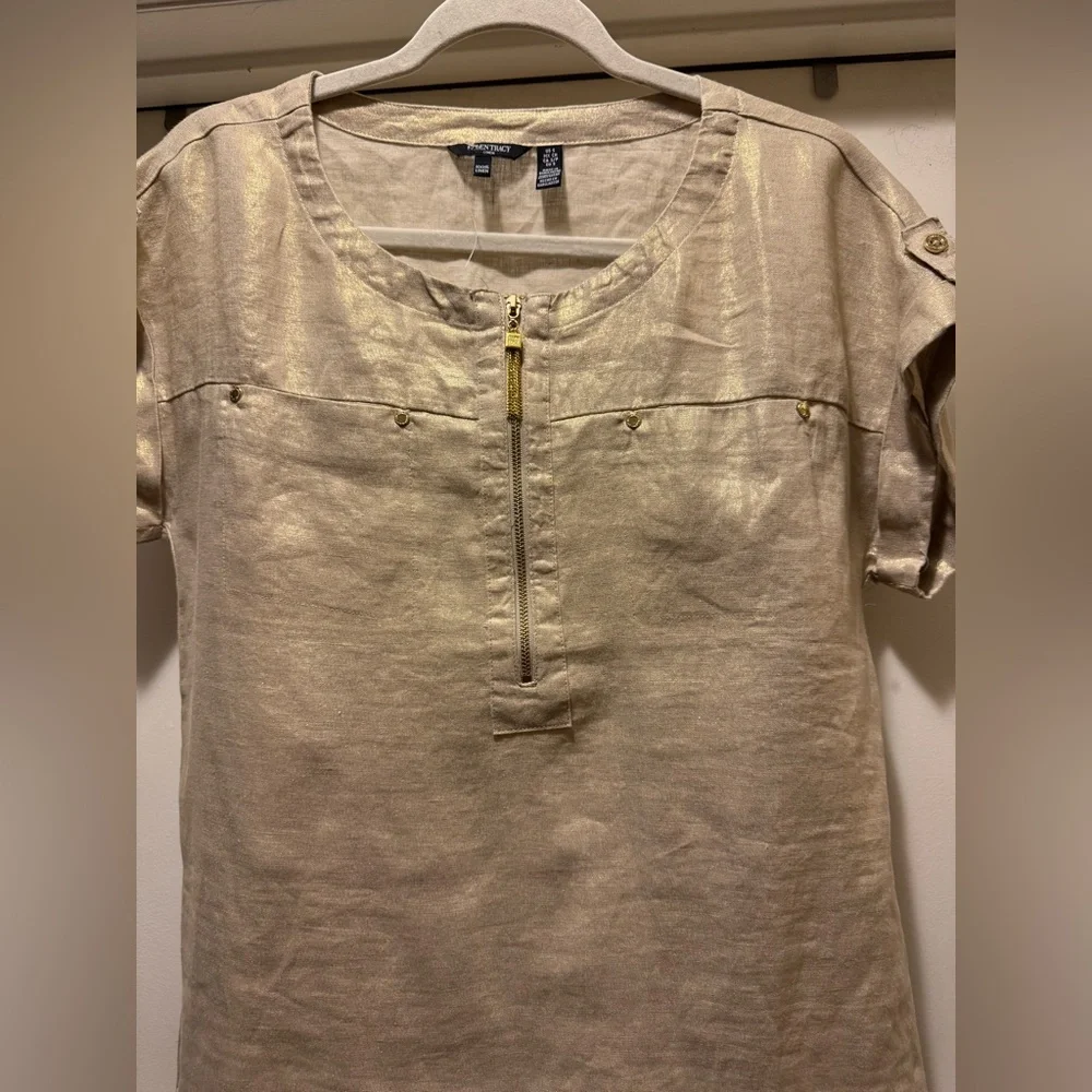Ellen Tracy Gold Short Sleeve Women's Top Size S - Picture 9 of 15